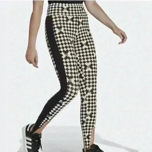 ADIDAS | Women's Off-White/Black  Checkered Ski Chic Stirrup Leggings